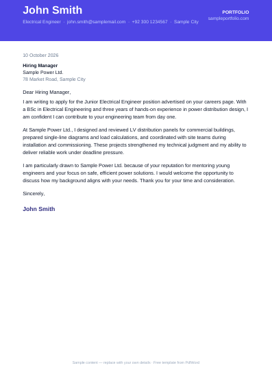 Modern cover letter PDF template preview
