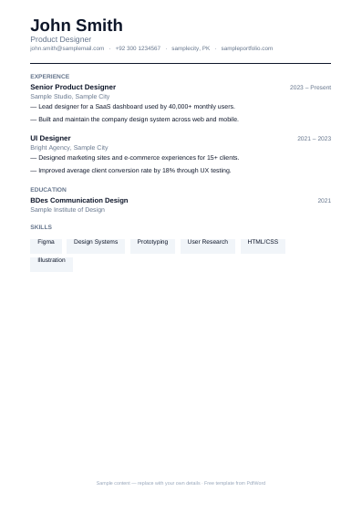 Minimal resume PDF template preview
