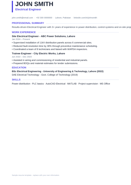 Modern resume PDF template preview